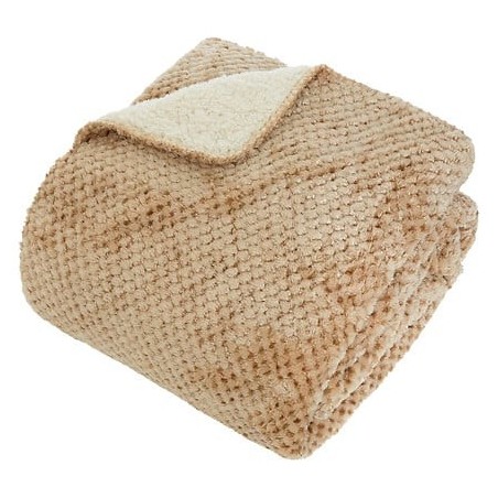 Plaid Lyno 130 x 170 cm flanelle et sherpa beige lin