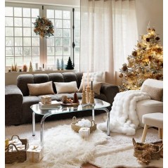 Plaid Lyno 130 x 170 cm flanelle et sherpa bleu