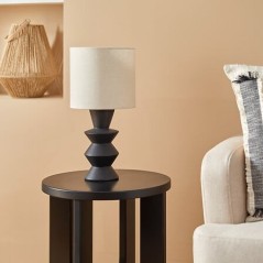 Lampe boule striée Timéo haut 25 cm céramique ocre