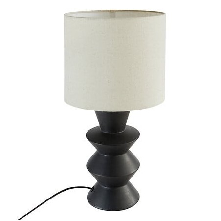 Lampe boule striée Timéo haut 25 cm céramique blanc