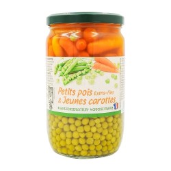 Petits pois jeunes carottes France bocal pne 420g